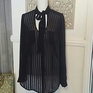 Torrid black sheer stripped blouse size 2X